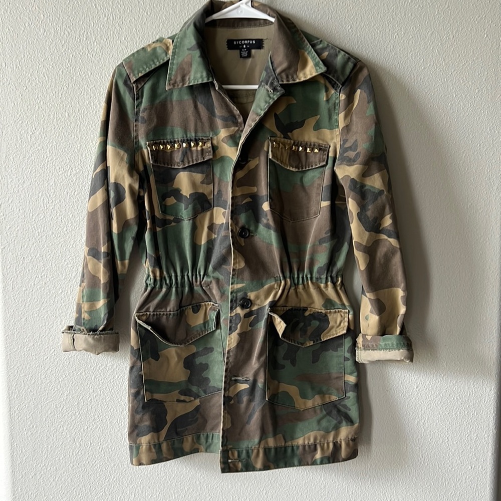 Camo denim coat